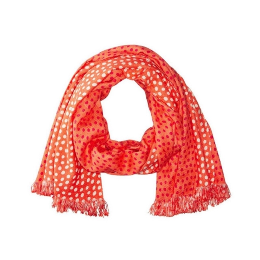 NWOT!! Vera Bradley Coral Meadow Reversible Polka Dots Print Scarf - Picture 2 of 7